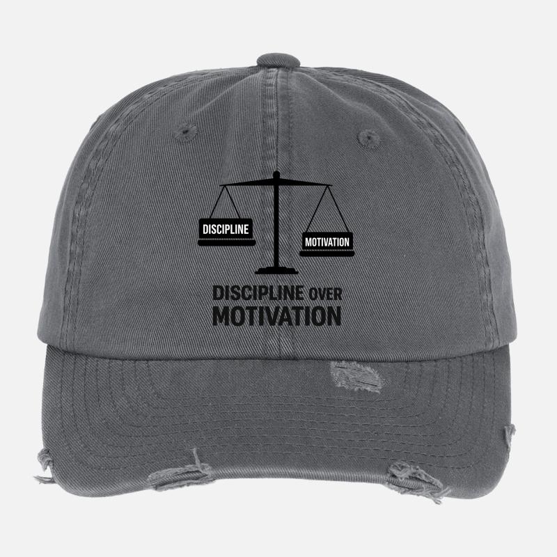 Disziplin über Motivation Flexfit Vintage Destroyed Cap