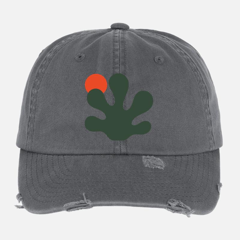 Abstrakter grüner Splash mit orangefarbenem Akzent Flexfit Vintage Destroyed Cap