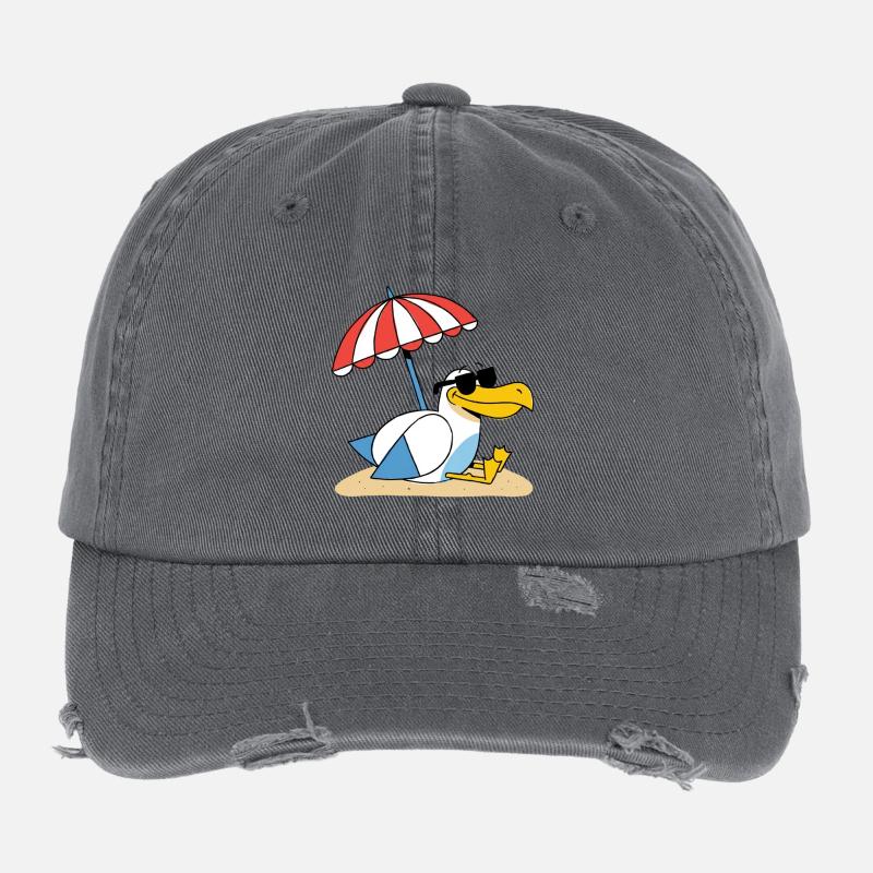 Sonniges Strand-Möwe mit Schirm Flexfit Vintage Destroyed Cap