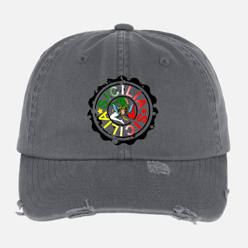 Trinacria Sizilien Flexfit Vintage Destroyed Cap