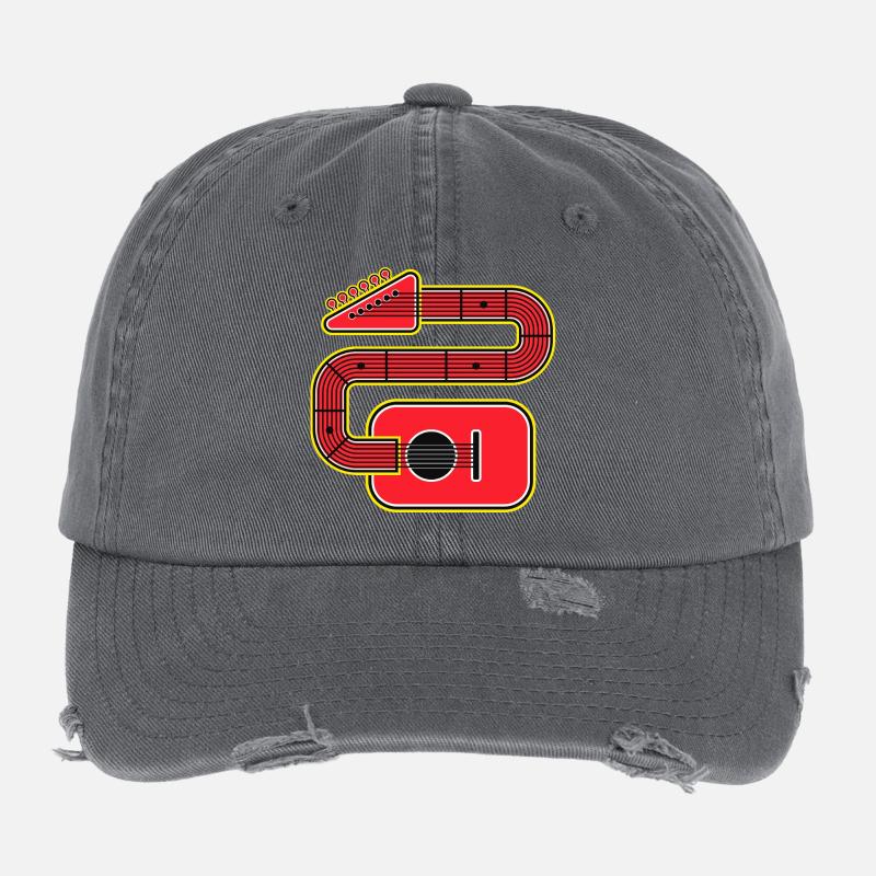 Rote Abstract Shape Gitarre Flexfit Vintage Destroyed Cap