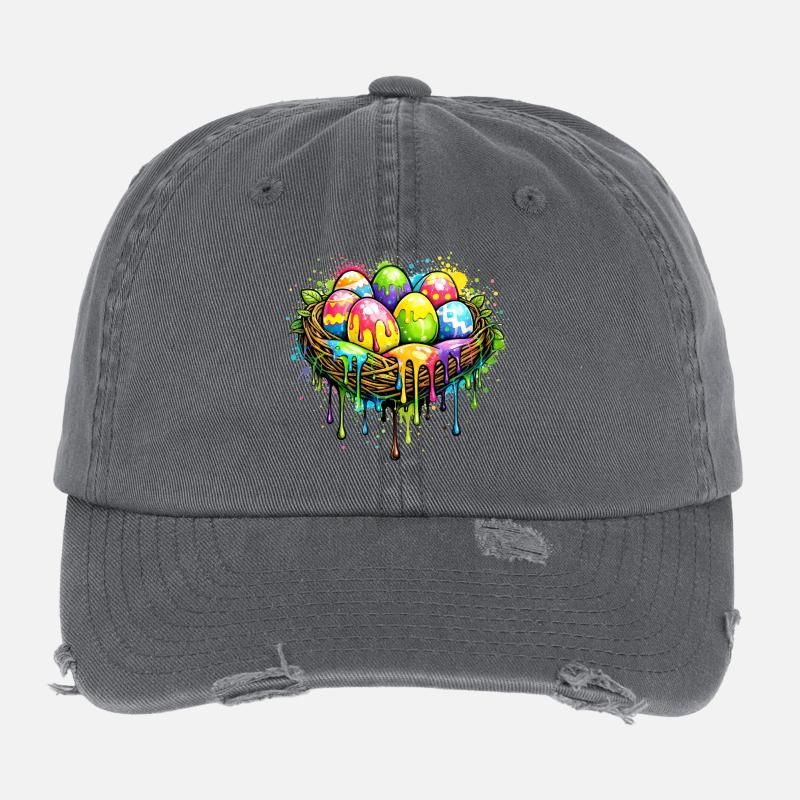 Nid coloré de Pâques dans le style graffiti Casquette vintage effet usé Flexfit