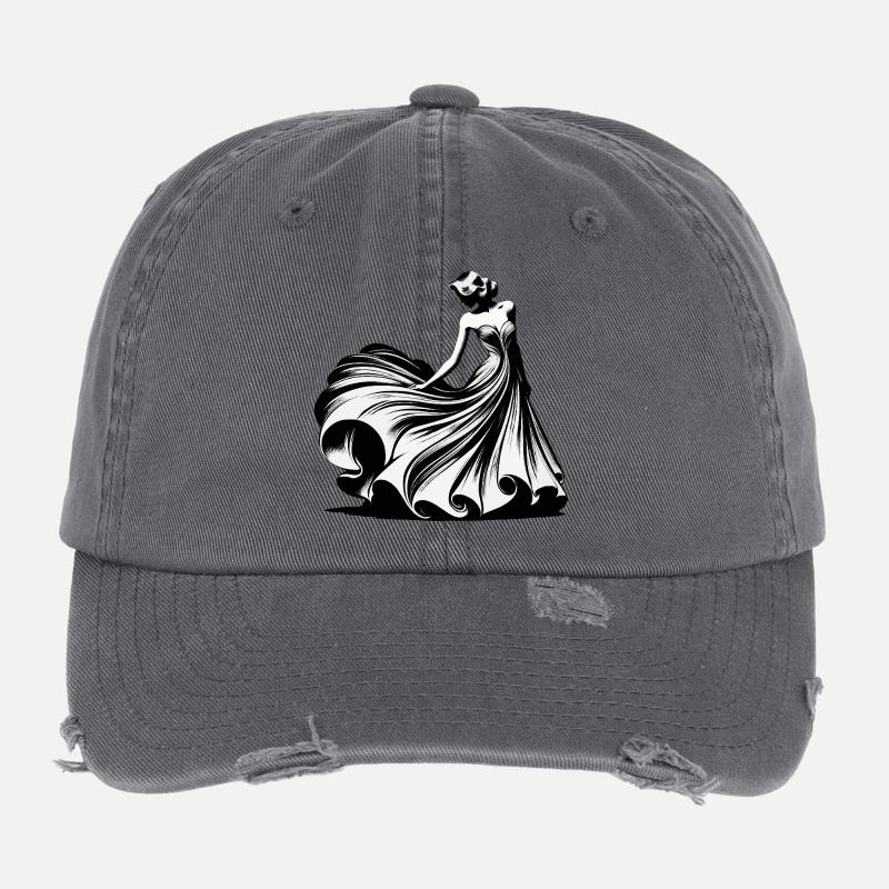 White Silhouette Golf Dress Flexfit Vintage Destroyed Cap