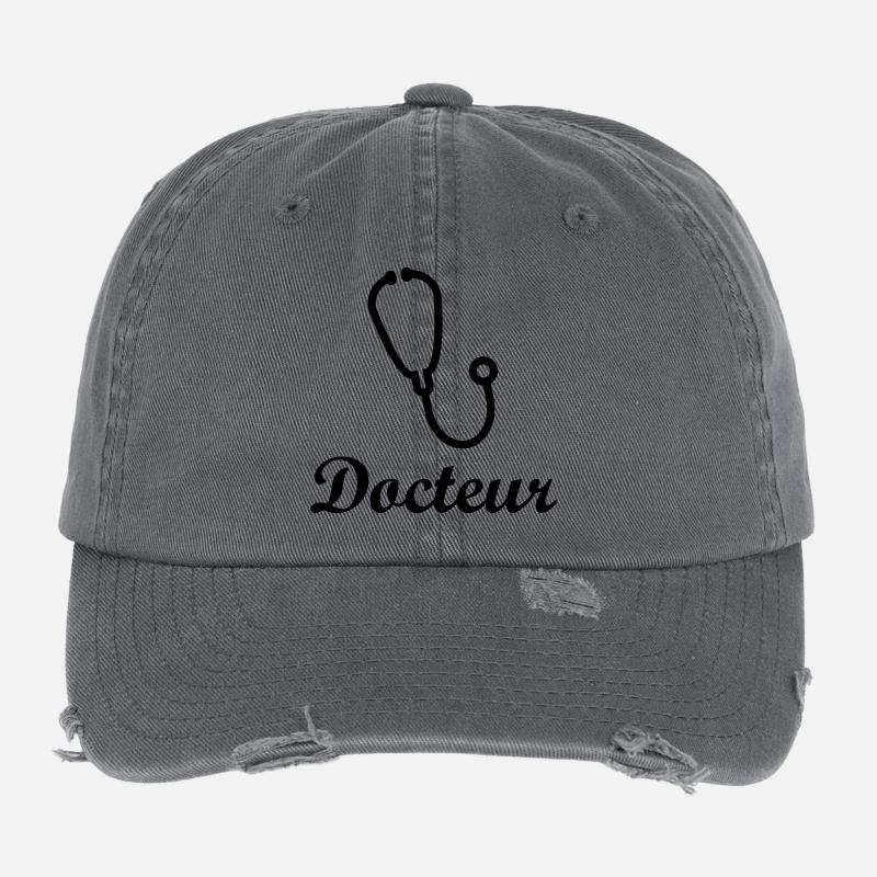 Docteur stéthoscope professionnel santé Casquette vintage effet usé Flexfit