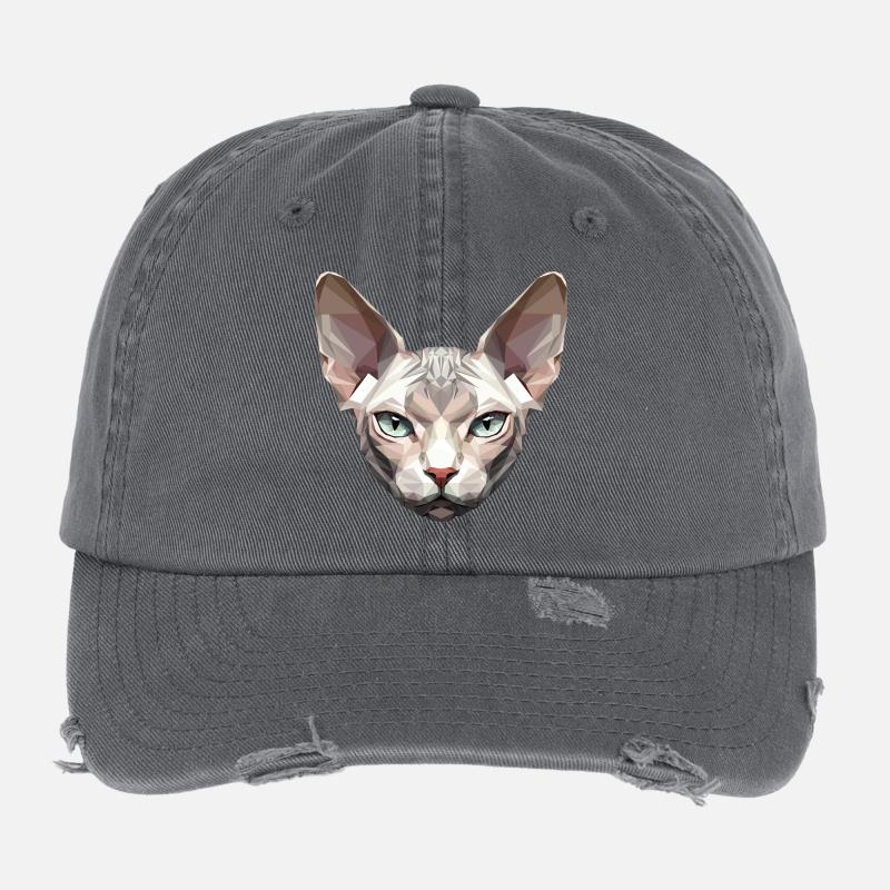 Sphynx Cat Sphynx Cat Canadian Cat Cute Sphinx Flexfit Vintage Destroyed Cap