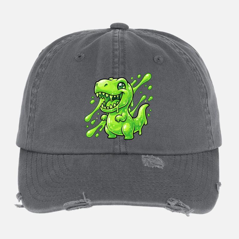 Dino vert blob Casquette vintage effet usé Flexfit