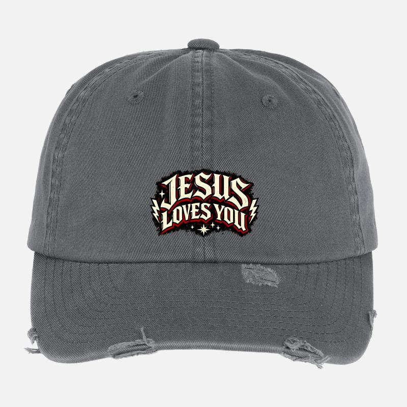 Jésus t’aime Casquette vintage effet usé Flexfit