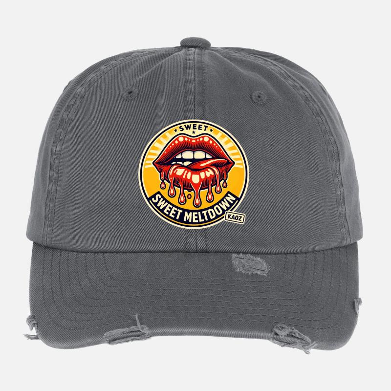 Sweet Meltdown Lip Art Casquette vintage effet usé Flexfit