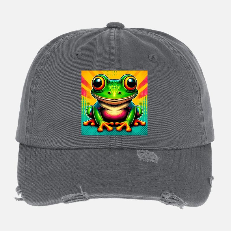 Frosch - Flexfit Vintage Destroyed Cap - Dunkelgrau