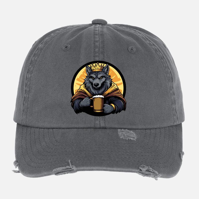 Wolf Beer Funny Flexfit Vintage Destroyed Cap