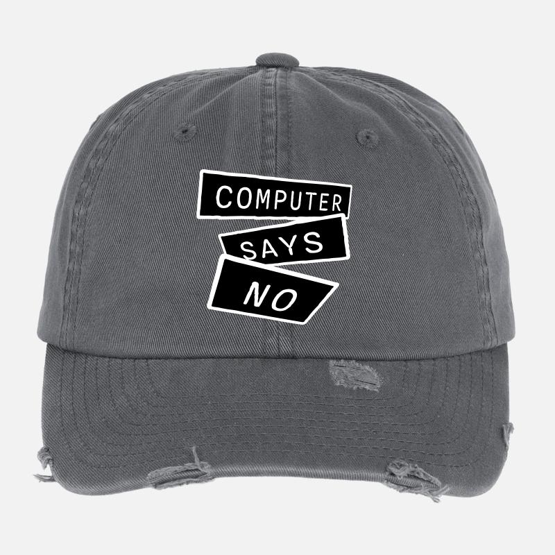 Computer Says No Funny Programmer Nerd Technique Flexfit Vintage Destroyed Cap
