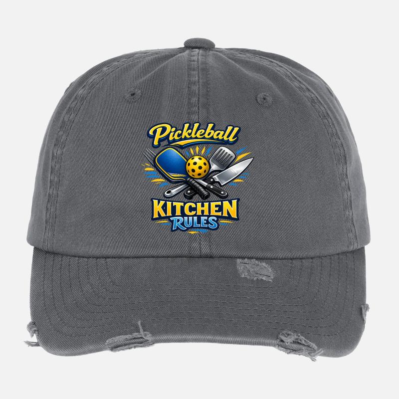 Pickleball Kitchen Rules Flexfit Vintage Destroyed Cap