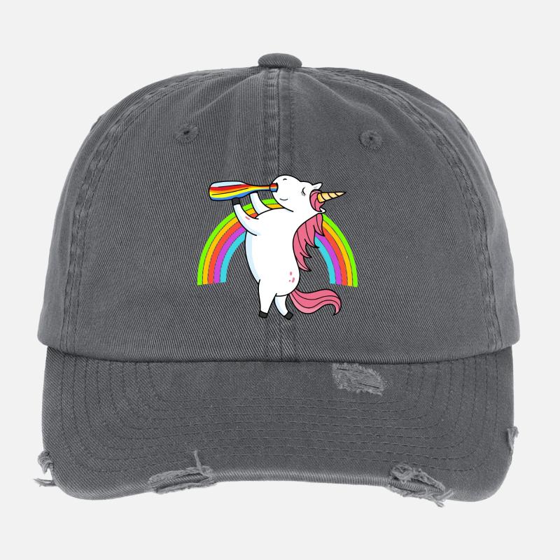Besoffenes Einhorn Regenbogen Flexfit Vintage Destroyed Cap