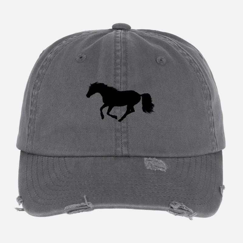 Pferde Reiter Liebe Illustration Silhouette - Flexfit Vintage Destroyed Cap - Dunkelgrau