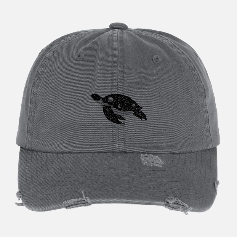 Night Silhouette Turtle Flexfit Vintage Destroyed Cap