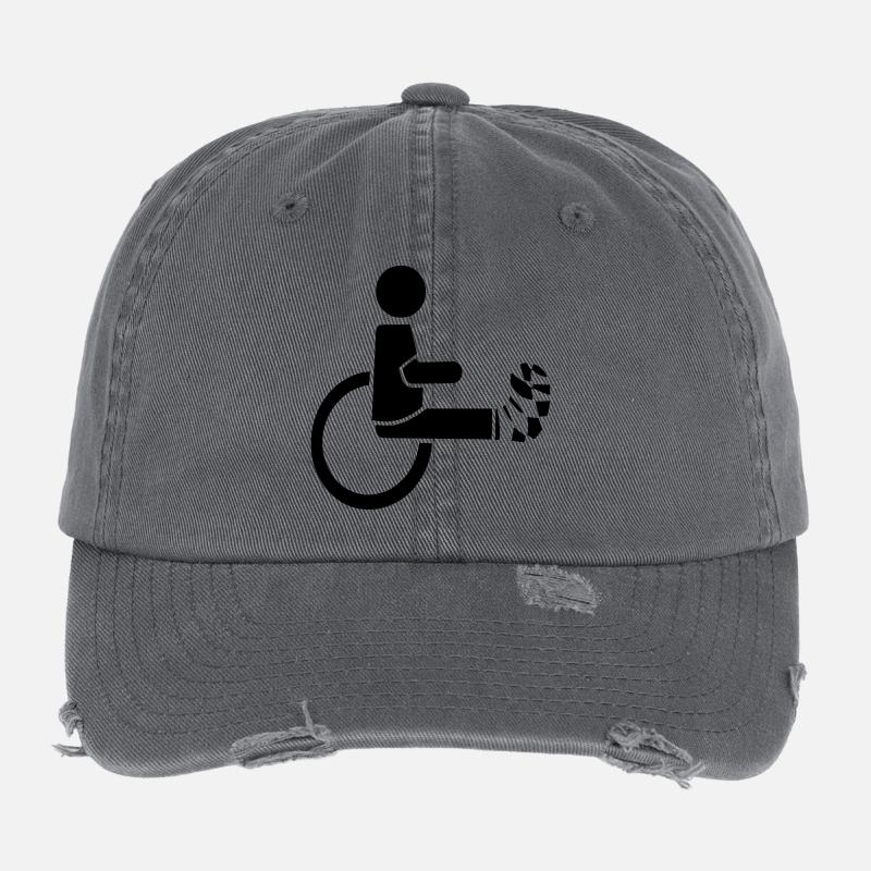 Rollstuhlfahrer mit Bein in Gips # Flexfit Vintage Destroyed Cap