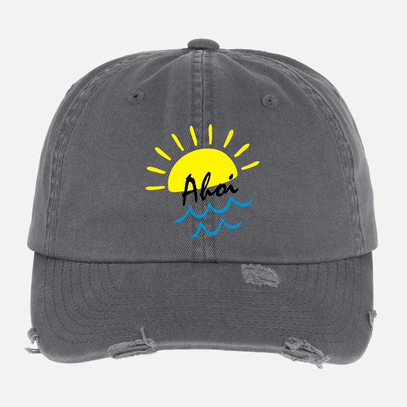 Summer Vibes: Sun over Sea Waves Flexfit Vintage Destroyed Cap