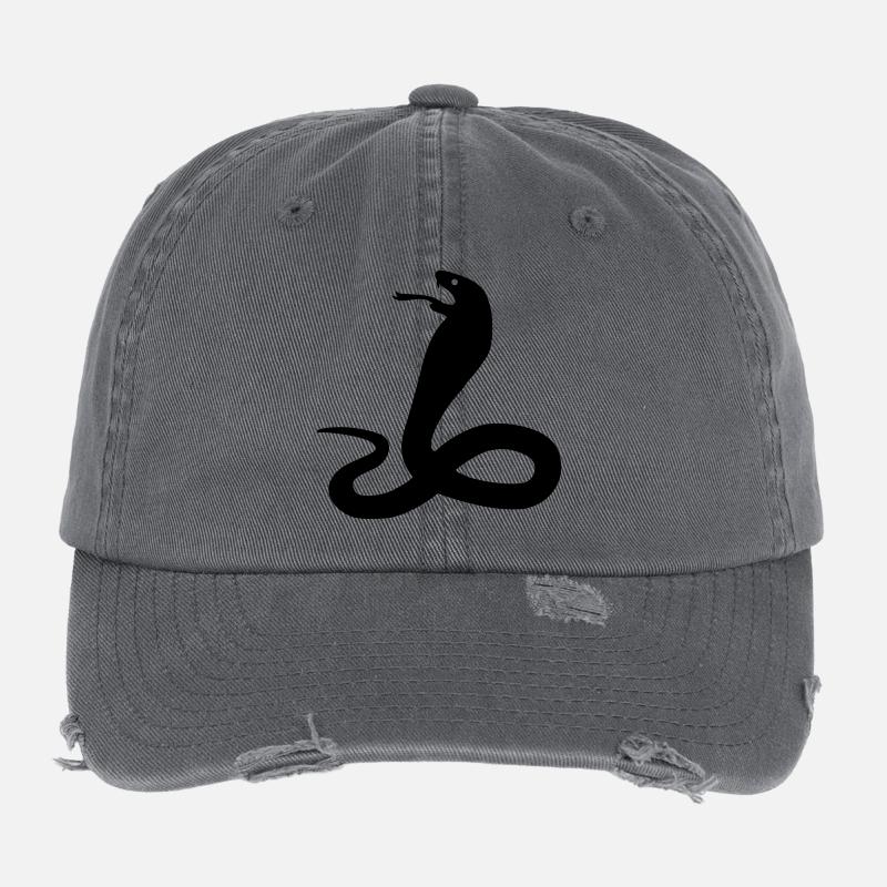 Cobra Schlange Brillenschlange Flexfit Vintage Destroyed Cap
