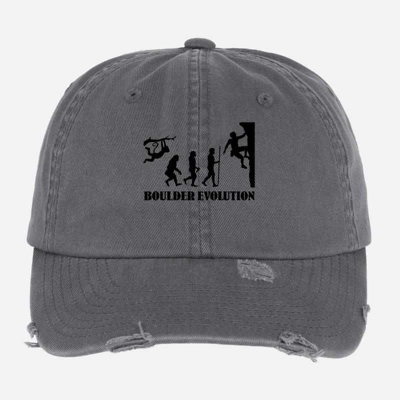 Boulder Evolution Klettern Bergsteigen Boulderer Flexfit Vintage Destroyed Cap