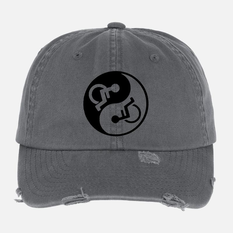 Rollstuhl Yin und Yang Symbol Bild # Flexfit Vintage Destroyed Cap