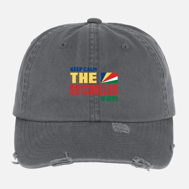 Keep Calm Seychelles design / gift flag Flexfit Vintage Destroyed Cap