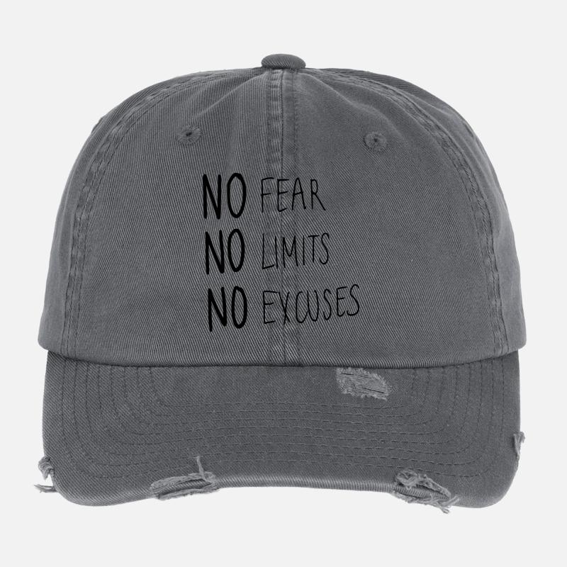 No Fear No Limit No Excuses Flexfit Vintage Destroyed Cap