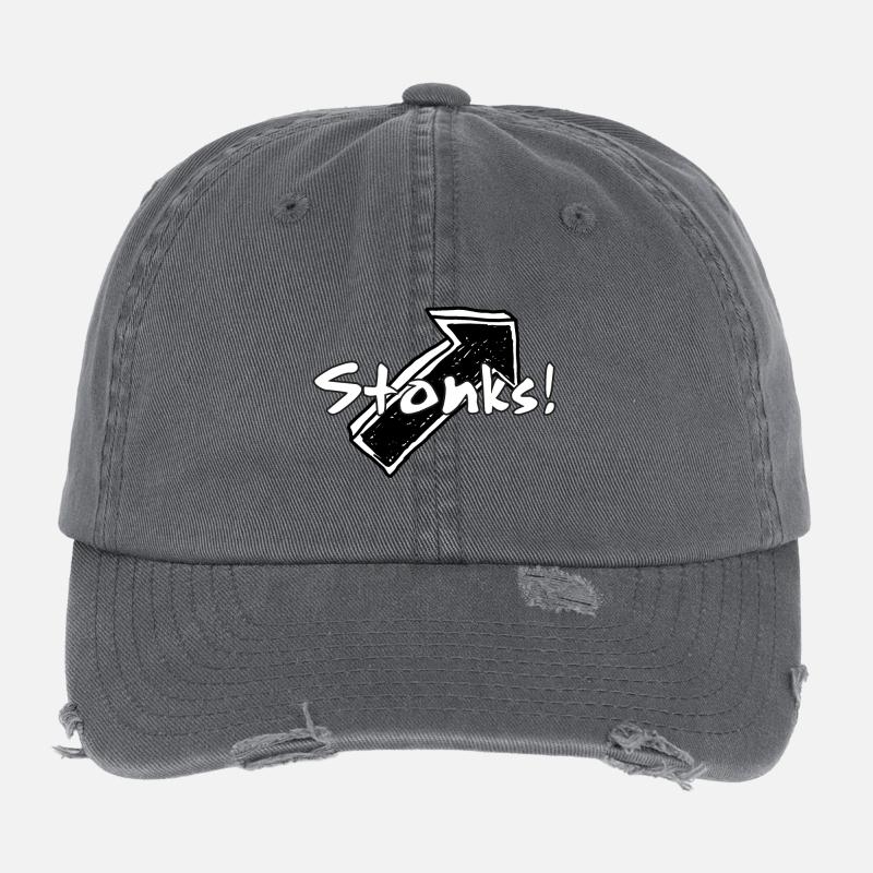 Stonks! Graffiti Word Graphics Flexfit Vintage Destroyed Cap