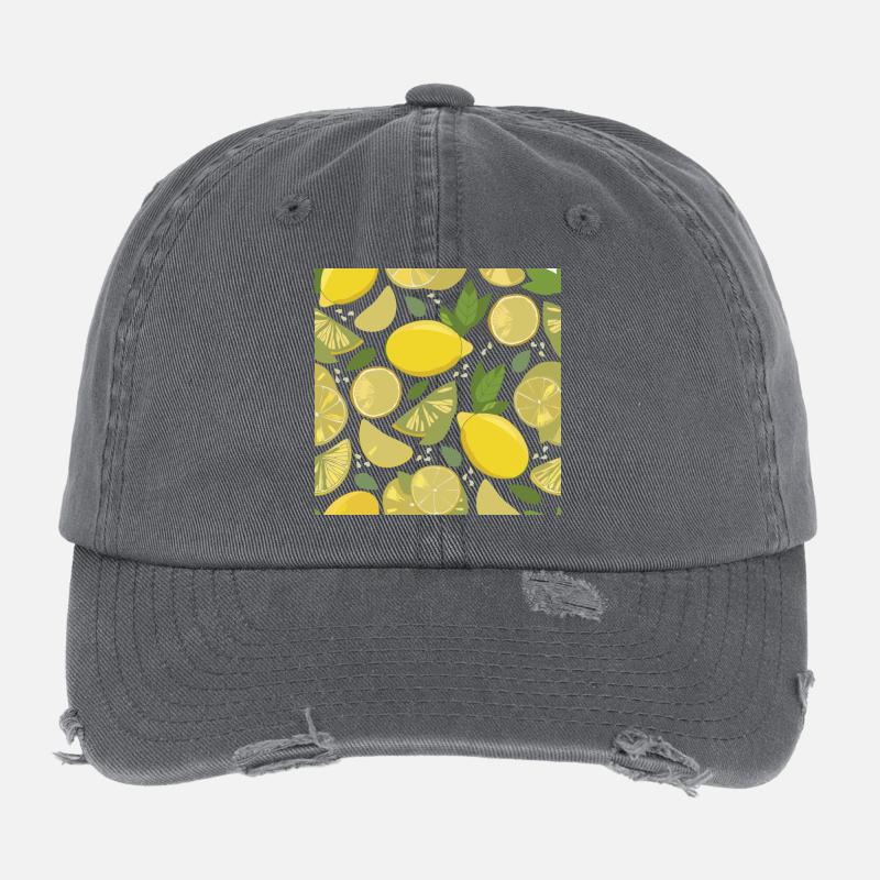 Zitronen-Design mit Frischeffekt Flexfit Vintage Destroyed Cap