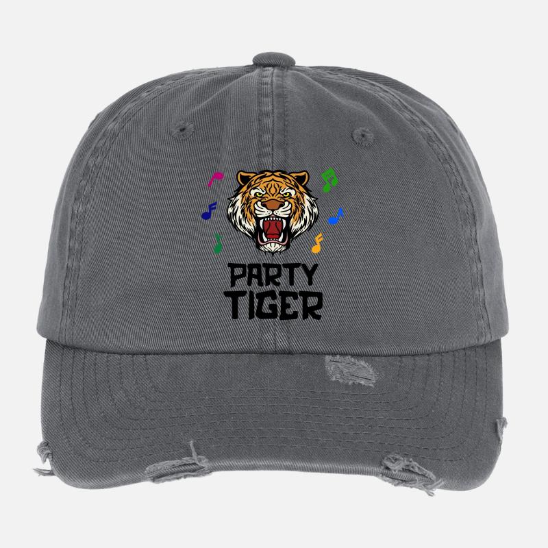 Party animals partying drinking getting drunk Flexfit Vintage Destroyed Cap