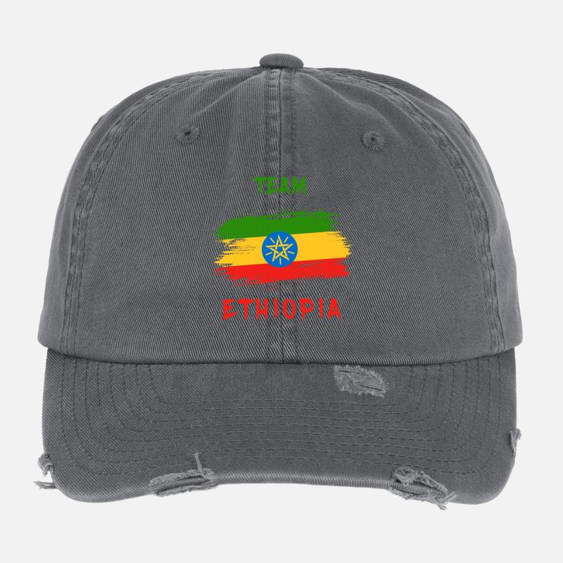 Conception / idée cadeau Team Ethiopia Casquette vintage effet usé Flexfit