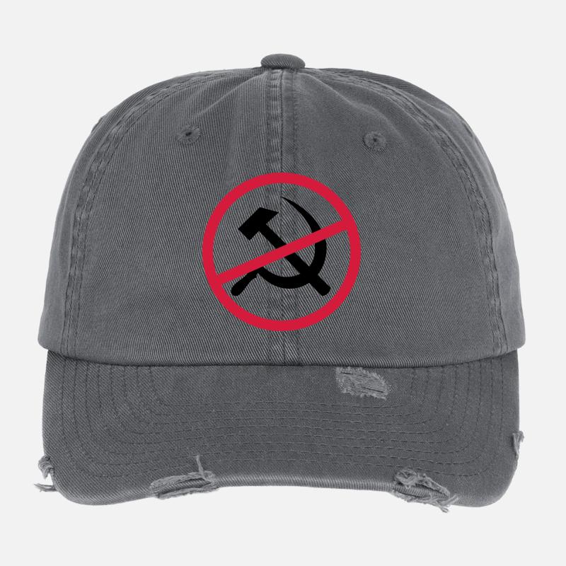 Forbidden communism sign Flexfit Vintage Destroyed Cap
