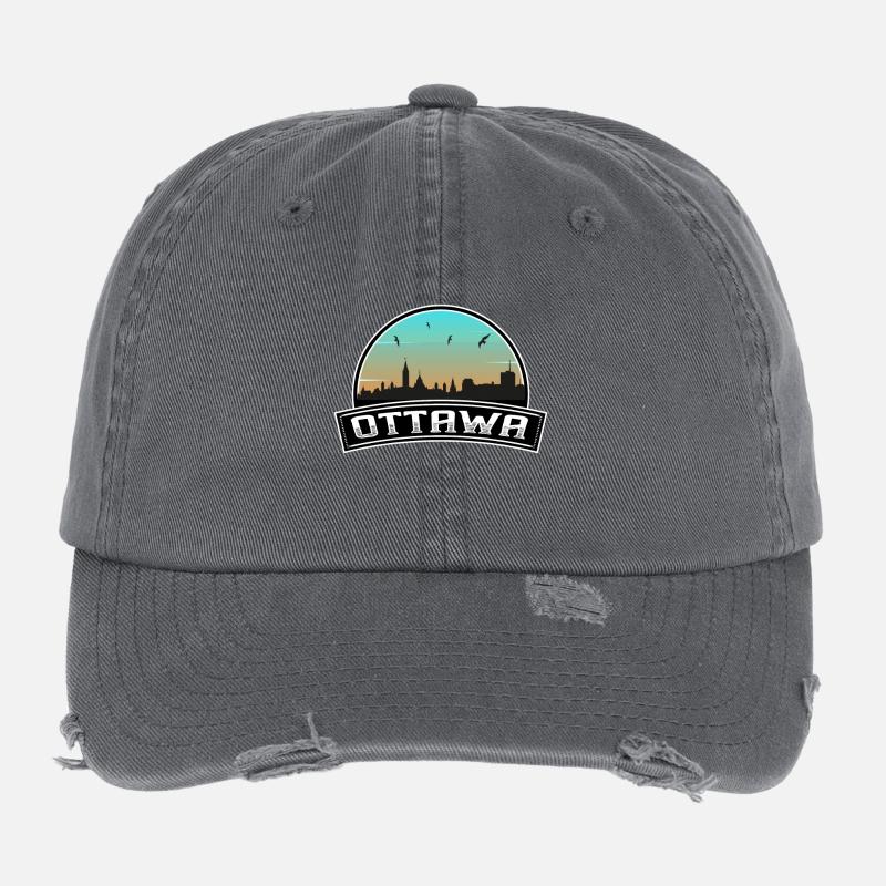 Ottawa Kanada Skyline Kanadisches Souvenir Flexfit Vintage Destroyed Cap