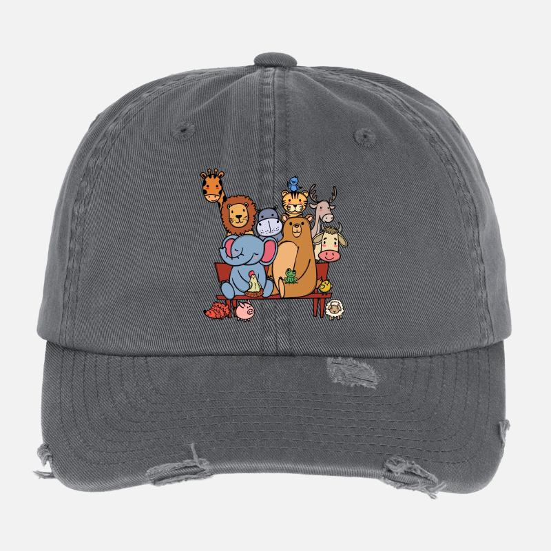 Tierwelt Lebewesen Bär Elefant Löwe Cool Flexfit Vintage Destroyed Cap