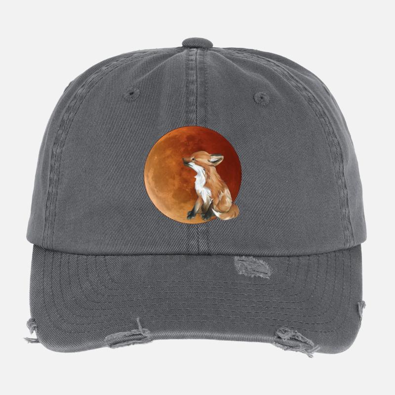 Moon fox in the evening light Flexfit Vintage Destroyed Cap