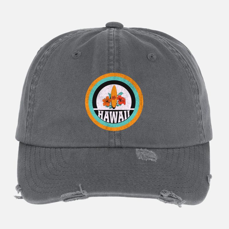 Design vintage de surf Hawaii Casquette vintage effet usé Flexfit