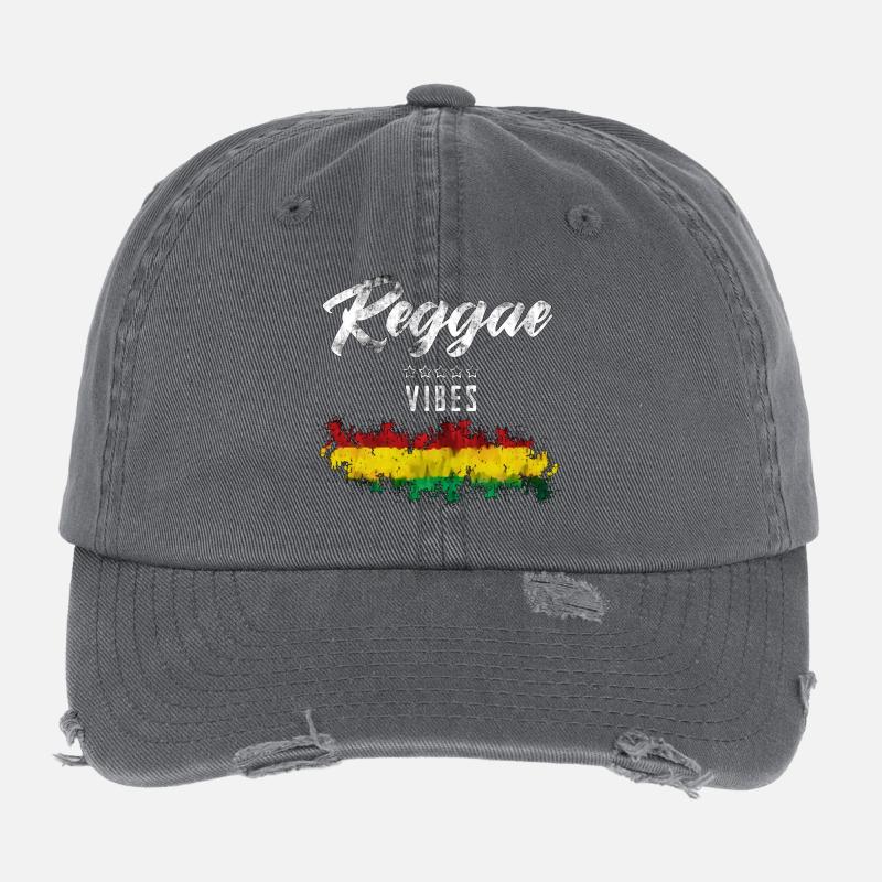 Reggae Vibes Black Waterfall Print Flexfit Vintage Destroyed Cap