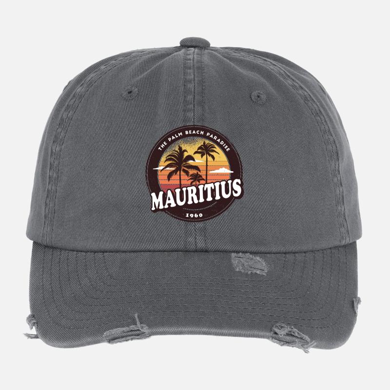 Mauritius Vintage Beach Design / Gift Idea Flexfit Vintage Destroyed Cap