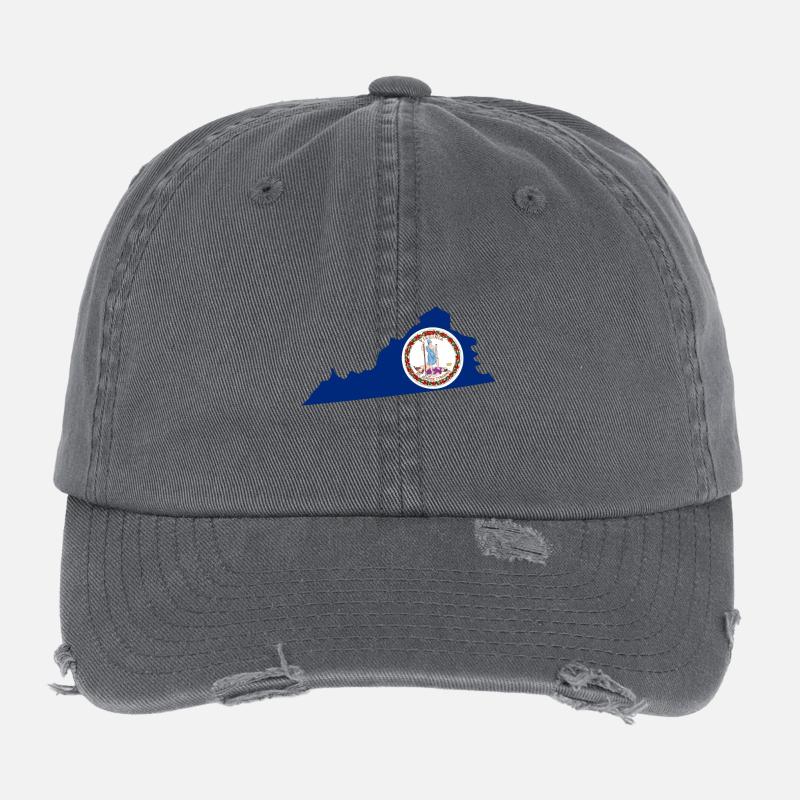 Virginia USA State Virginia Flag Map Flexfit Vintage Destroyed Cap