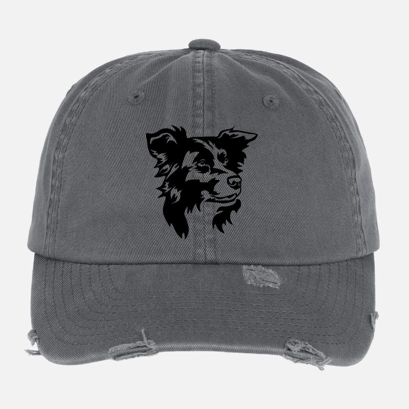 Border Collie Head Flexfit Vintage Destroyed Cap