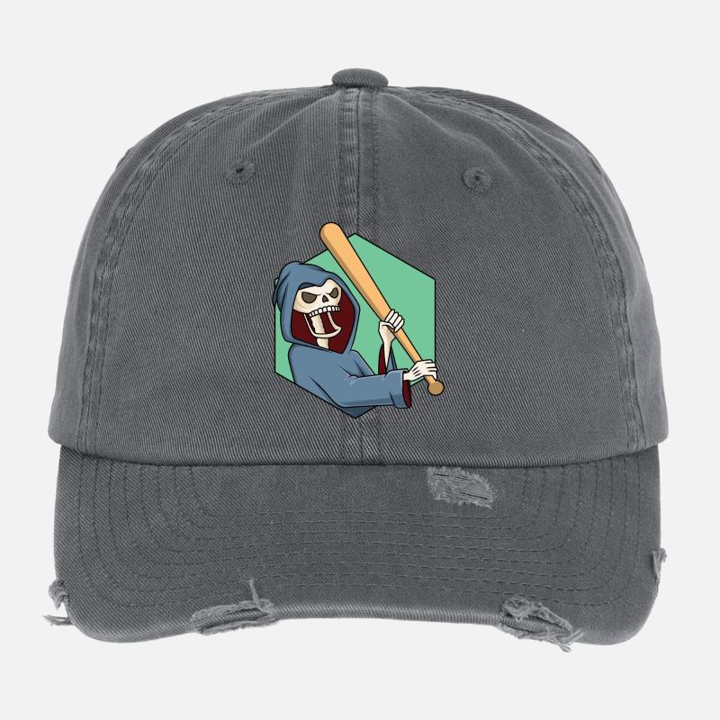 Sensenmann mit Baseballschläger Flexfit Vintage Destroyed Cap