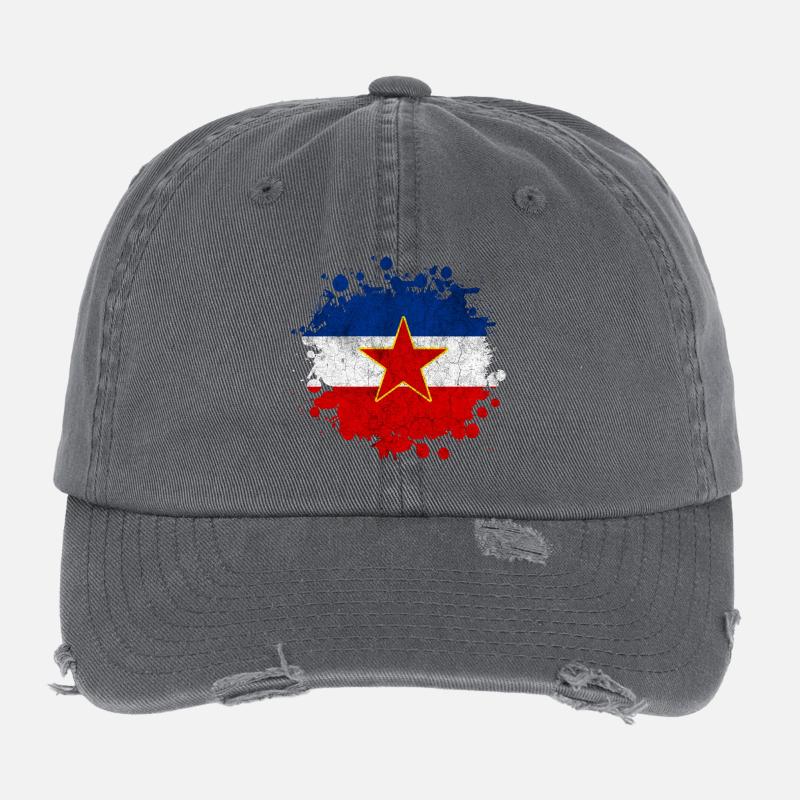 Yugoslavia vintage flags blob Flexfit Vintage Destroyed Cap