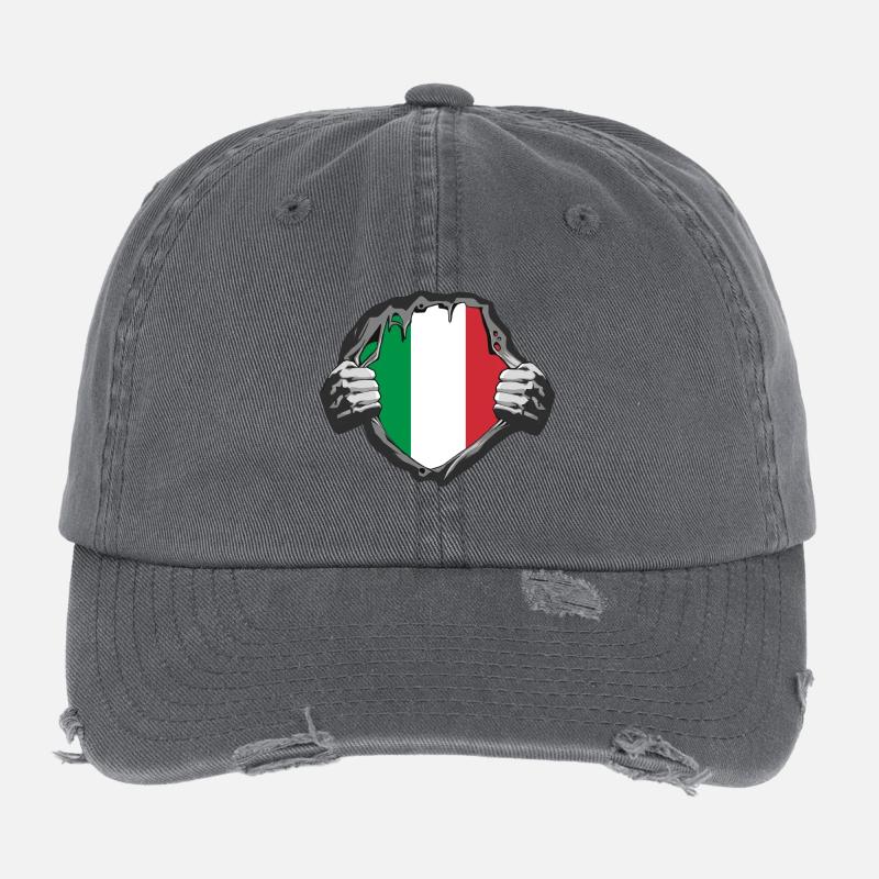 Italy Chest Design Flexfit Vintage Destroyed Cap