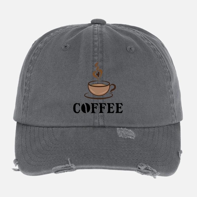 Latte Macchiato Barista Kaffee Spruch Kaffeetasse Flexfit Vintage Destroyed Cap