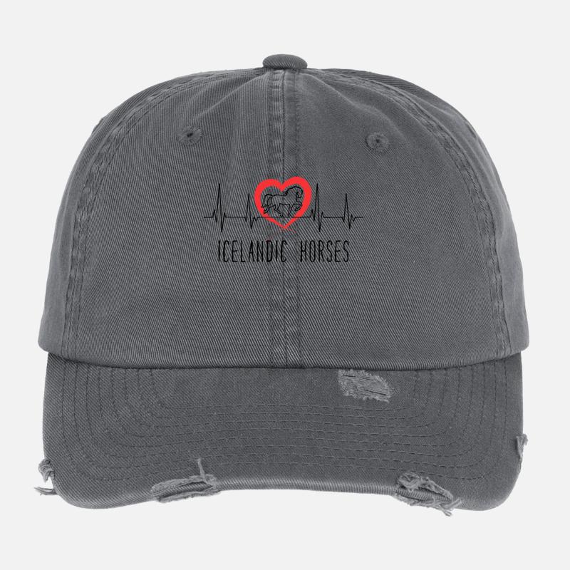 Islandpferde Statement Herz Pferde Pferdeliebe Flexfit Vintage Destroyed Cap
