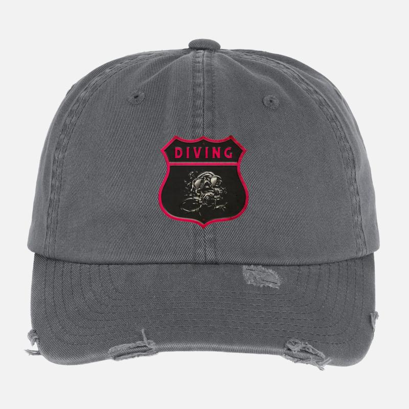 Motif Diver Crest Casquette vintage effet usé Flexfit