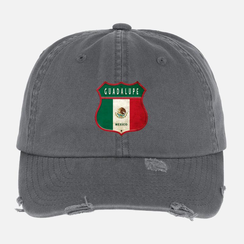 Guadalupe Mexico crest design Flexfit Vintage Destroyed Cap