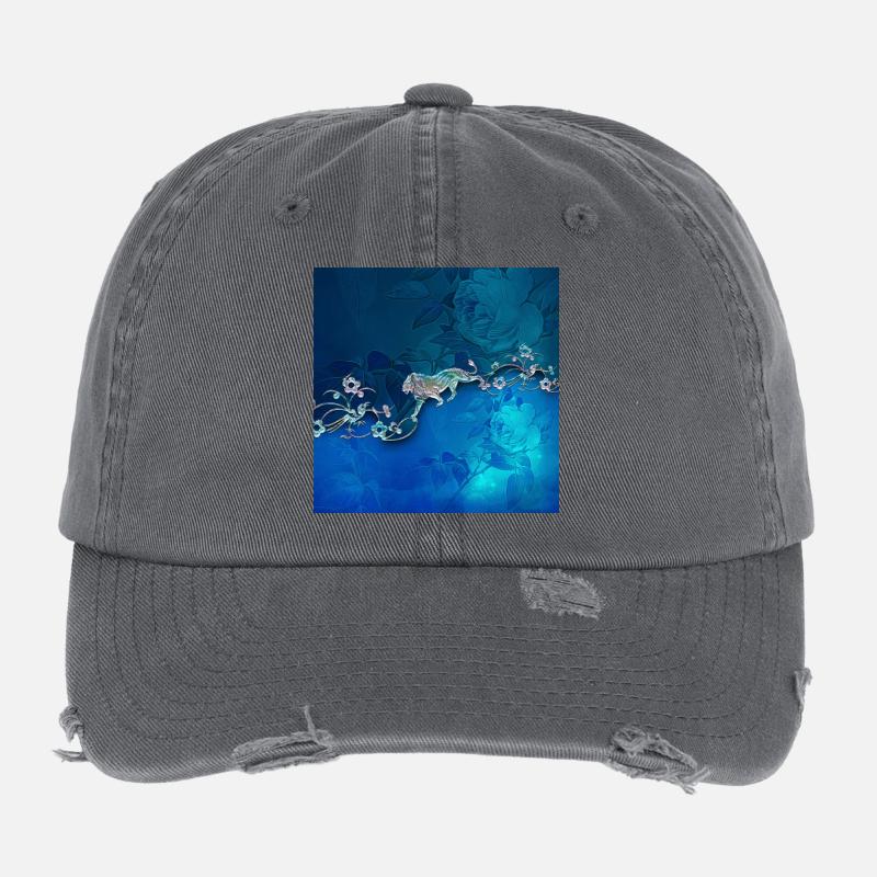 Elegant floral design - Flexfit Vintage Destroyed Cap - dark grey