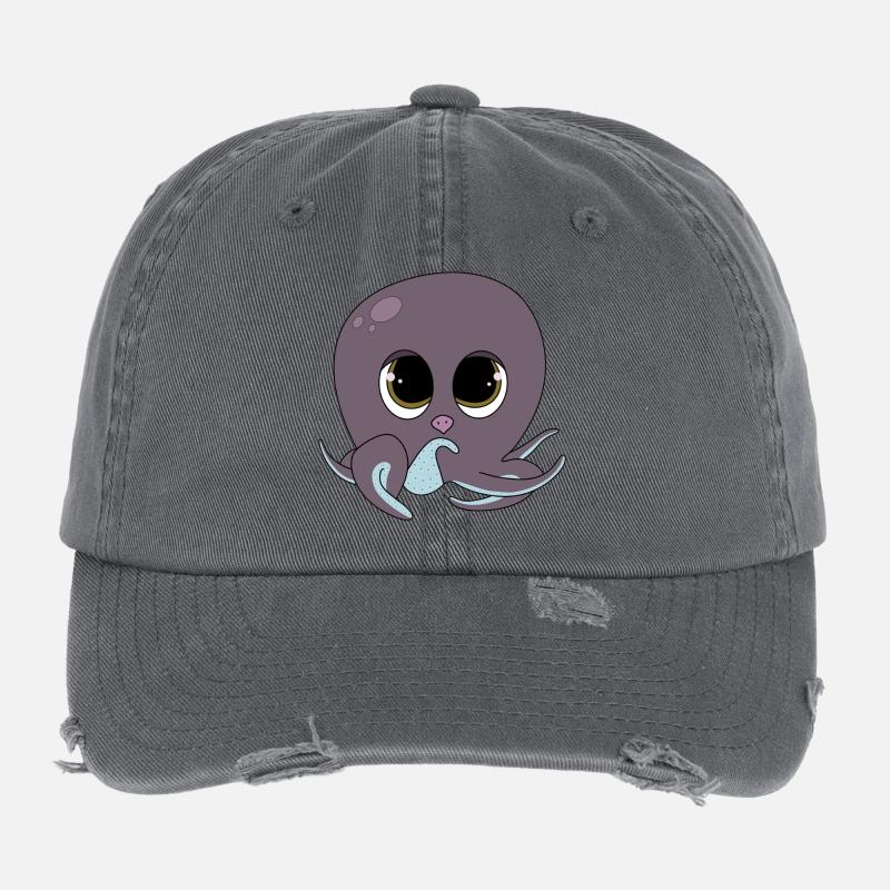 Cute Octopus Flexfit Vintage Destroyed Cap