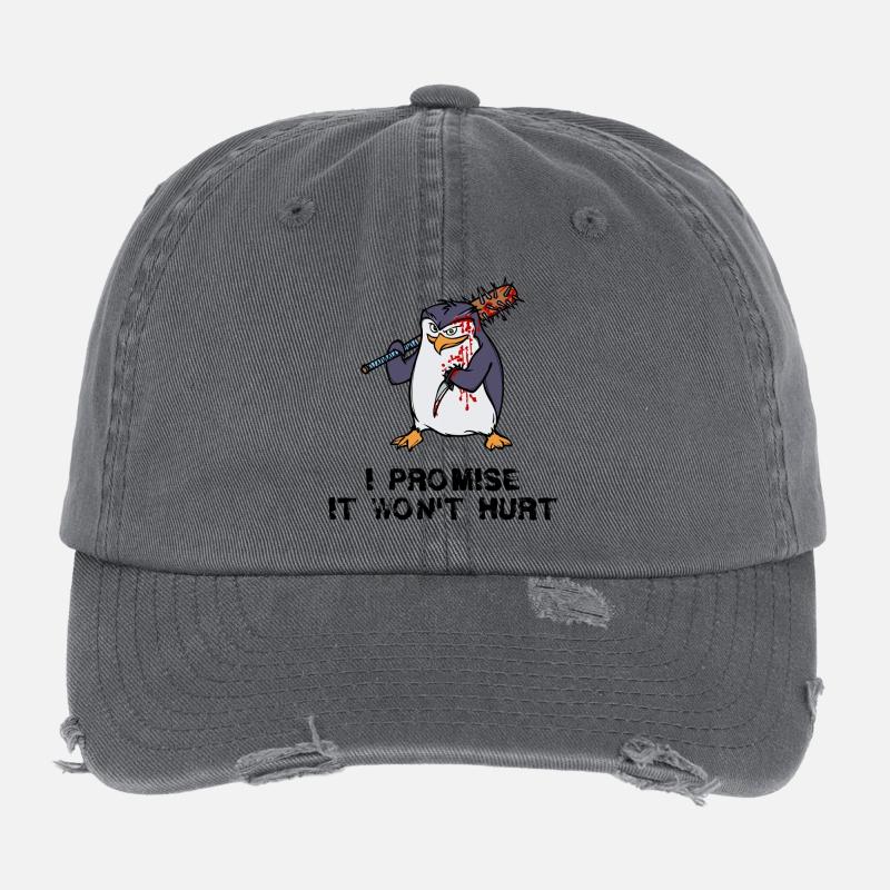 Penguin Statement Antarctica Animal Seabird Zoo Flexfit Vintage Destroyed Cap