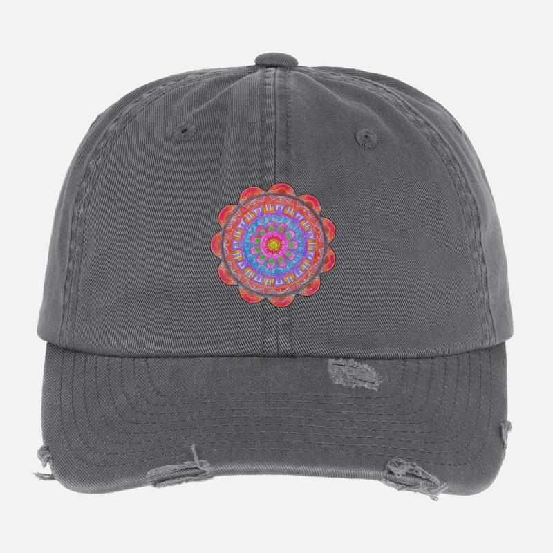 Explosion de couleurs du Cercle Mandala Casquette vintage effet usé Flexfit